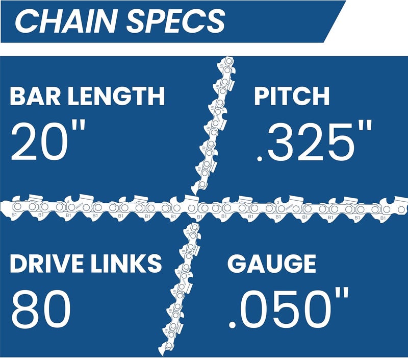 Zentop Carbide 20 Inch Chainsaw Chain, .325" Pitch, 050" Gauge, 80 Drive Links, Fits Husqvarna 450, 450 Rancher, 545, 550XP, JONSERED, and More - SP33G, 1 chain. - Image 4